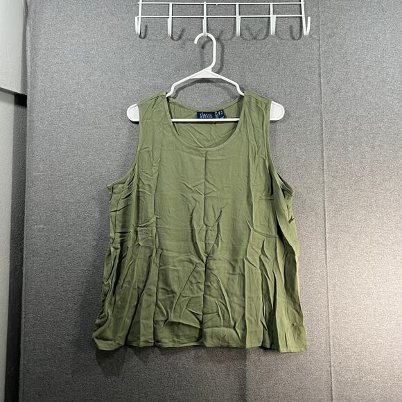 Denim & Co. Beach Woven Scoop Neck Tank Top Pine Green Size Large - Picture 1 of 8